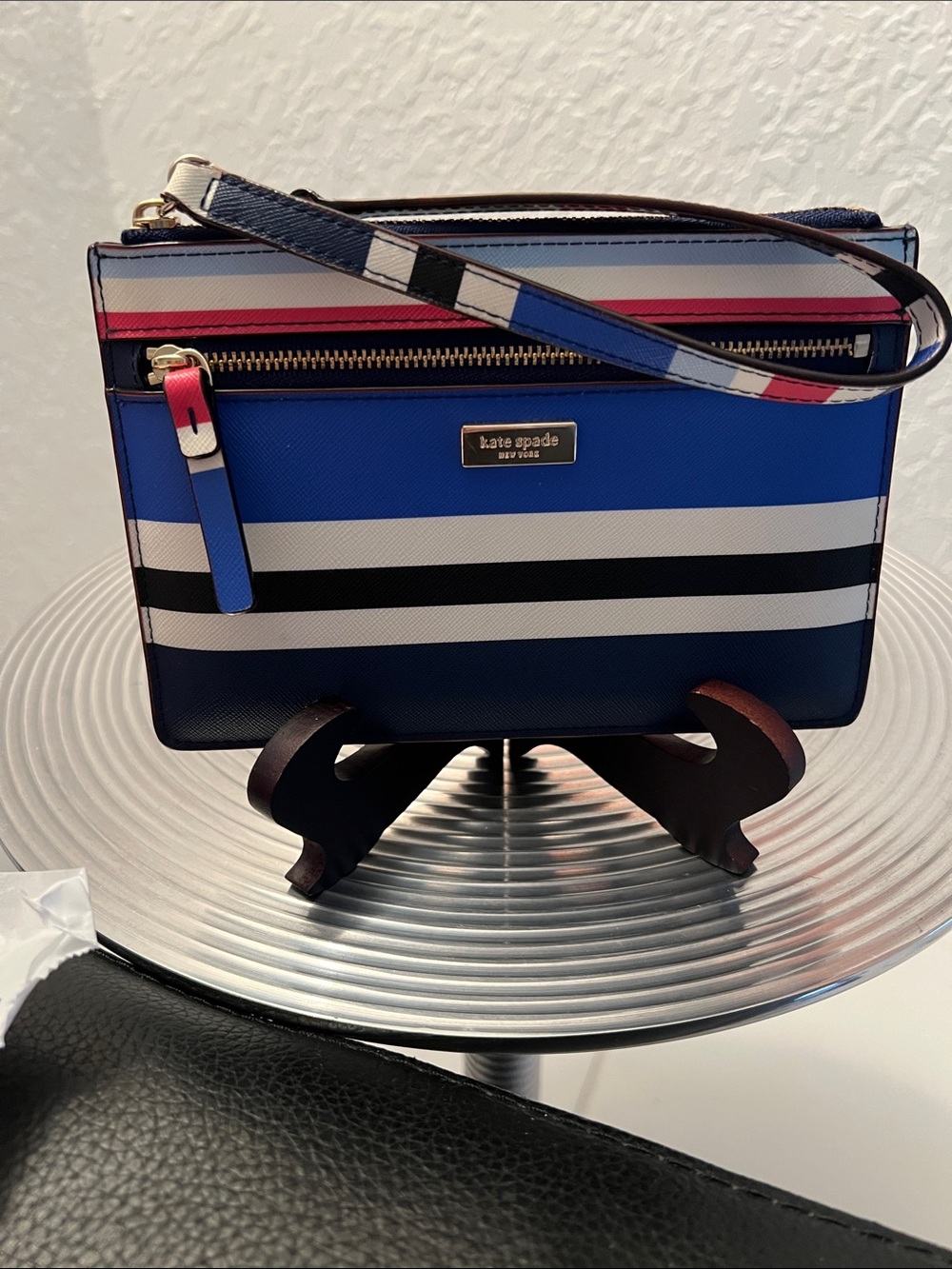 KATE SPADE NWOT Striped Wristlet in Blue, White, Black & Red